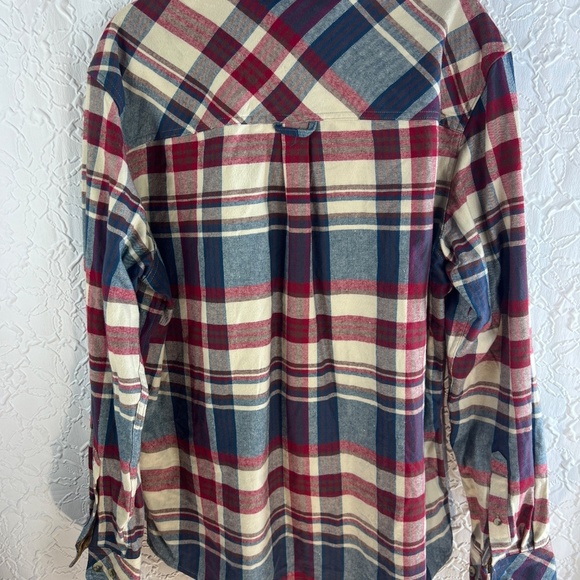 CQR Shirt Red Blue Plaid Button Up Flannel Flip Cuff - Picture 4 of 7
